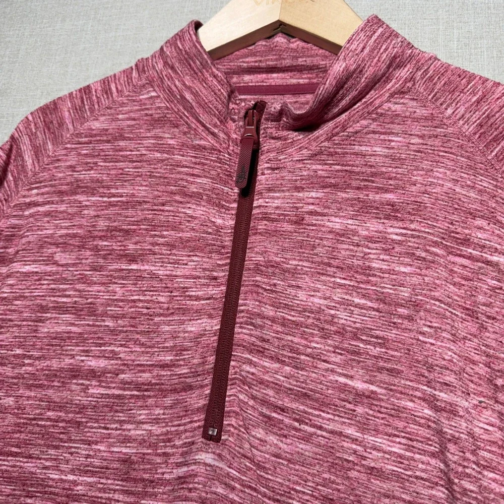 Reel Life 1/4 Zip Shirt Mens M Red Space Dye LS Performance Pullover Active